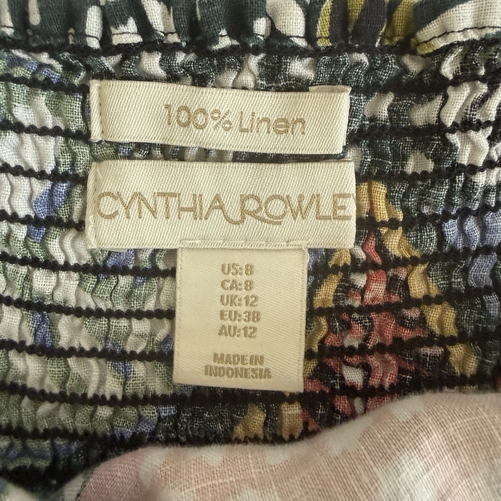 Cynthia Rowley Dress Size 8 Tropical Beach Vacation Resort 100% Linen Cami Slit - Picture 8 of 8